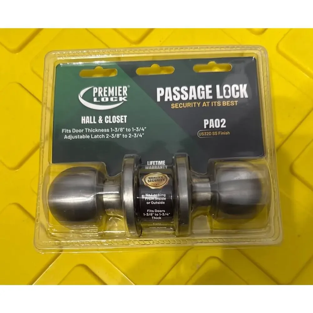 2PK NEW Passage Locks Hall & Closet SS Stainless Steel Finish Door Knob Handles